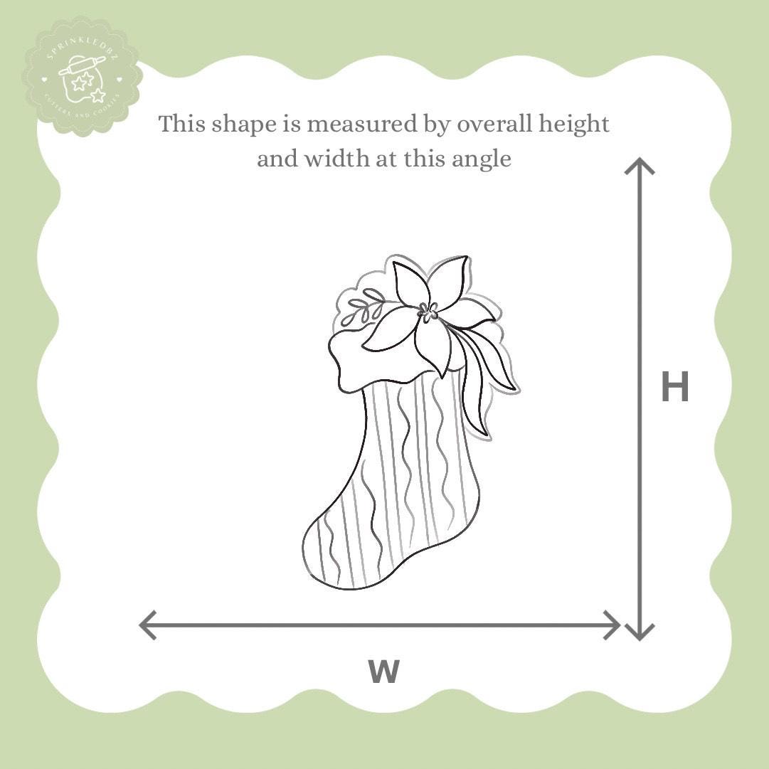 Floral Holiday Stocking Cookie Cutter