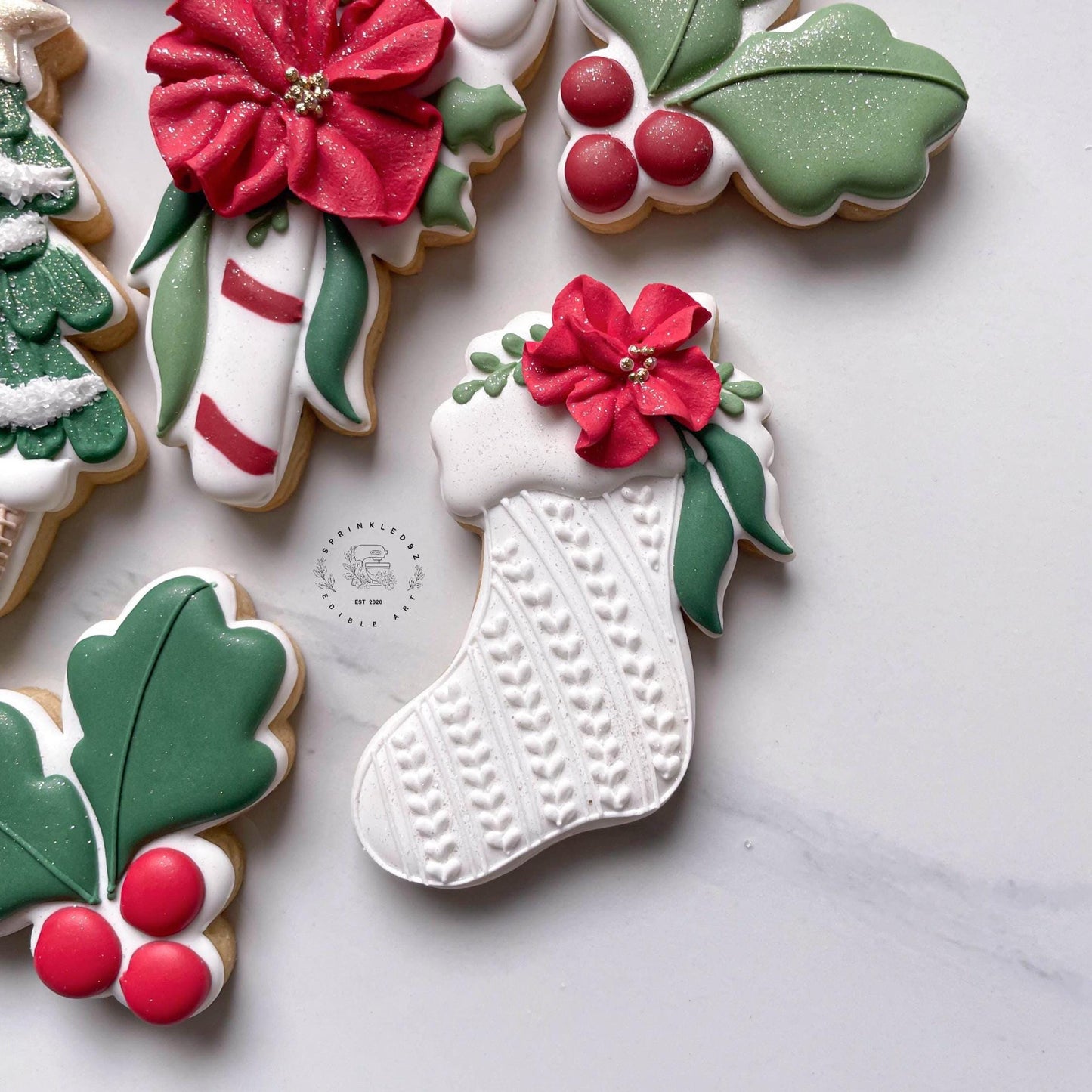 Floral Holiday Stocking Cookie Cutter