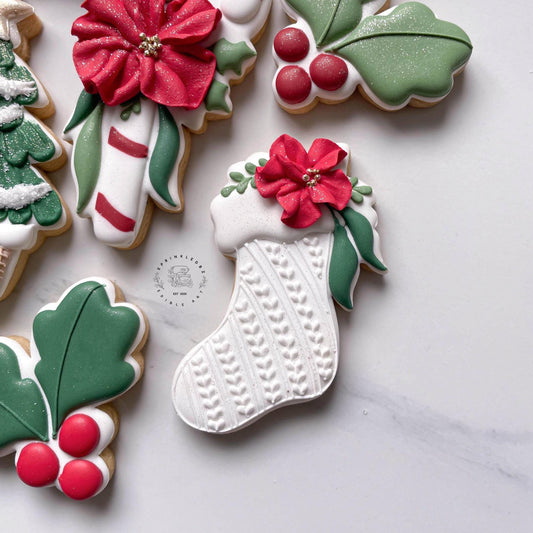 Floral Holiday Stocking Cookie Cutter