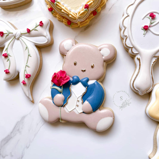 Teddy Bear holding Flower Cookie Cutter