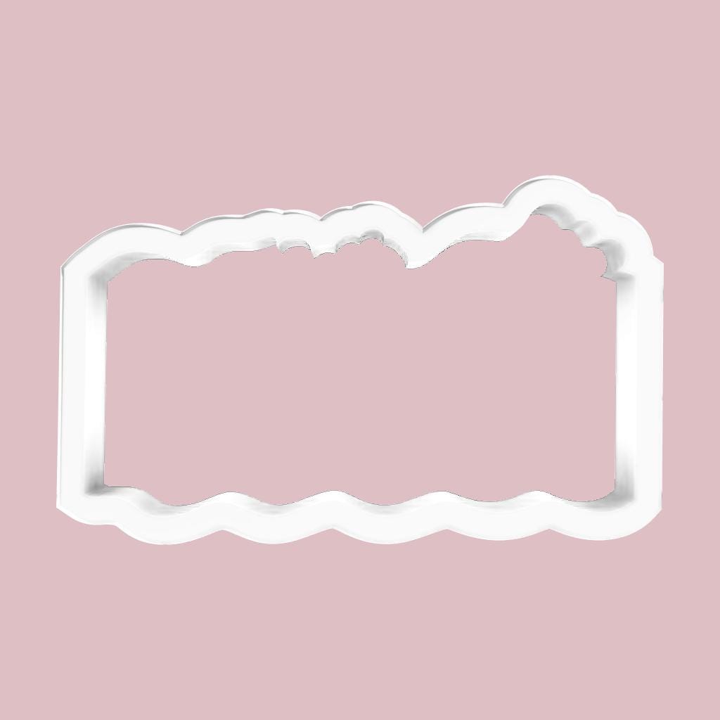 Long Wavy plaque with Florals Cookie Cutter
