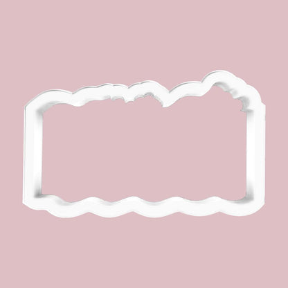 Long Wavy plaque with Florals Cookie Cutter
