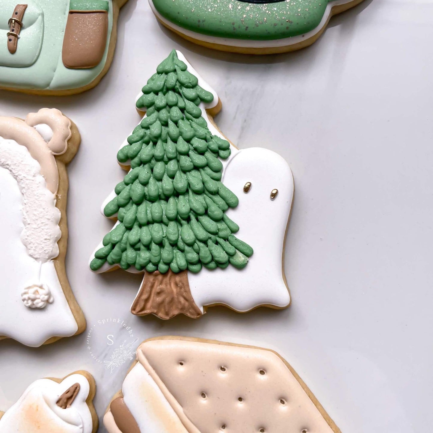 Ghost hiding behind Pine Tree Cookie Cutter