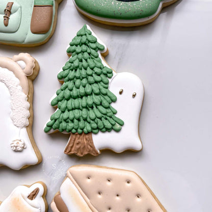 Ghost hiding behind Pine Tree Cookie Cutter