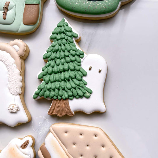 Ghost hiding behind Pine Tree Cookie Cutter