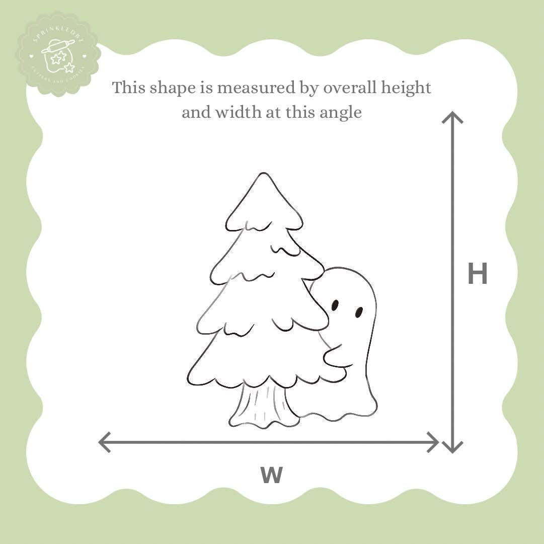 Ghost hiding behind Pine Tree Cookie Cutter