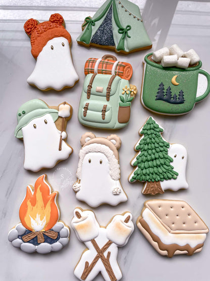 Ghost hiding behind Pine Tree Cookie Cutter