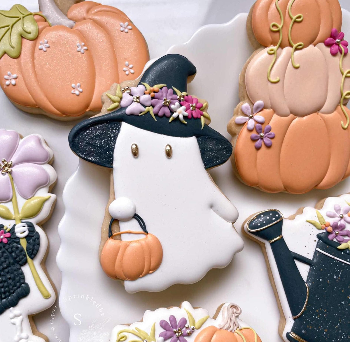 Witch Ghost holding Pumpkin Cookie Cutter