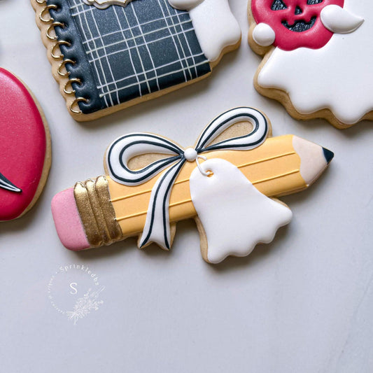 Pencil with Ghost Bow Cookie Cutter